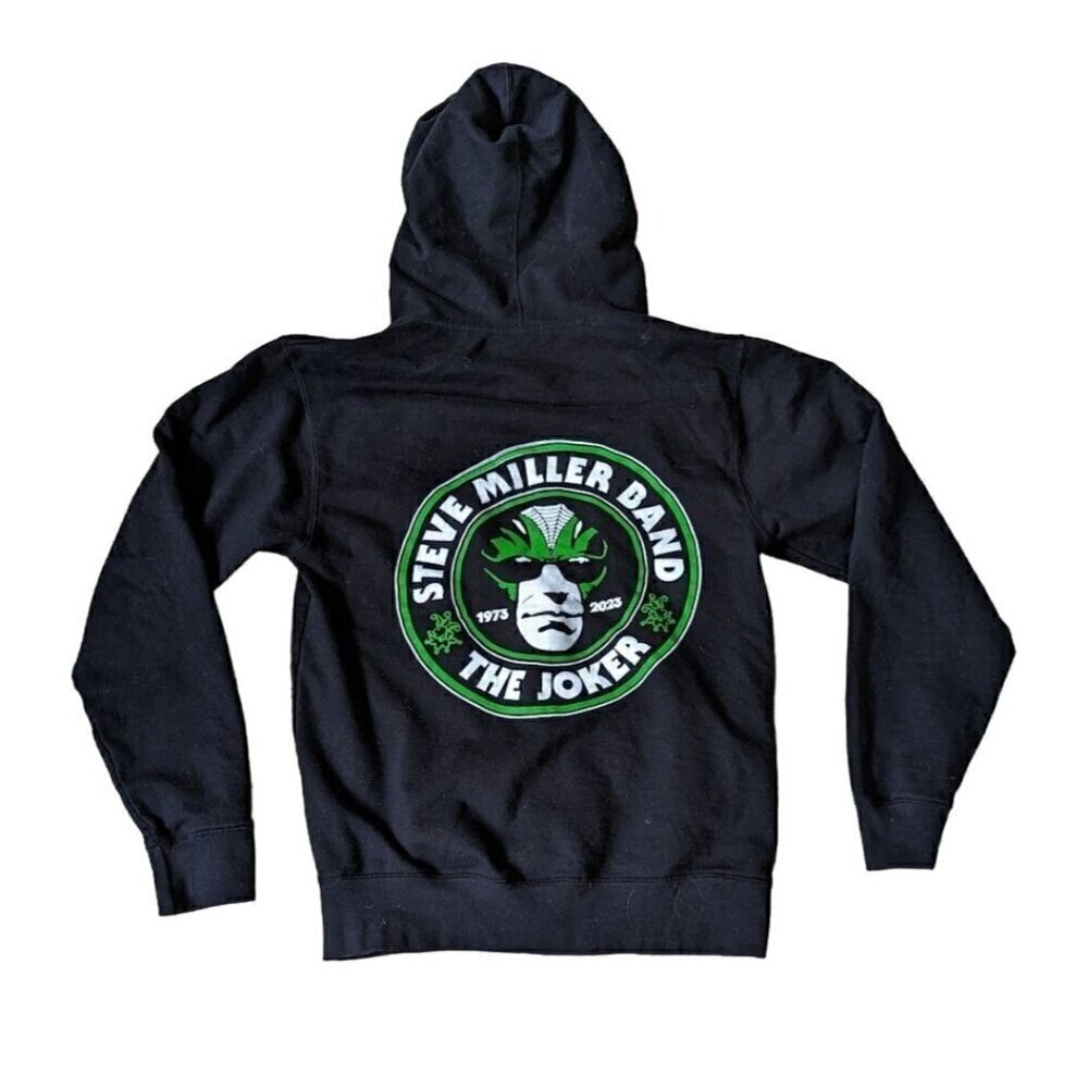 Steve Miller Band Joker 50th Anniversary Zip Hoodie Sweatshirt Small Black